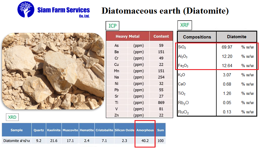 ICP, XRF and XRD analysis of Lampang diatomite
